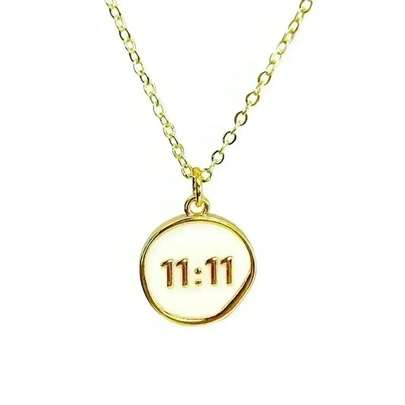 umbrllalaboratory Jewelry - 11 11 make a wish jewelry dainty gold coin angel necklace